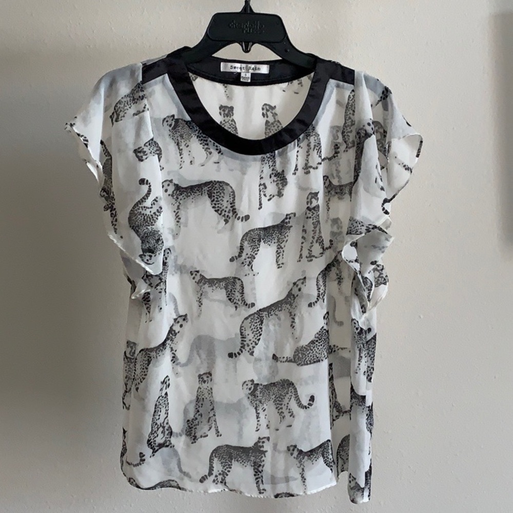 Size S Transparent Cheetah Blouse